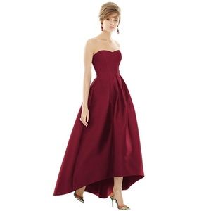 Alfred Sung Strapless Satin High Low Dress 6